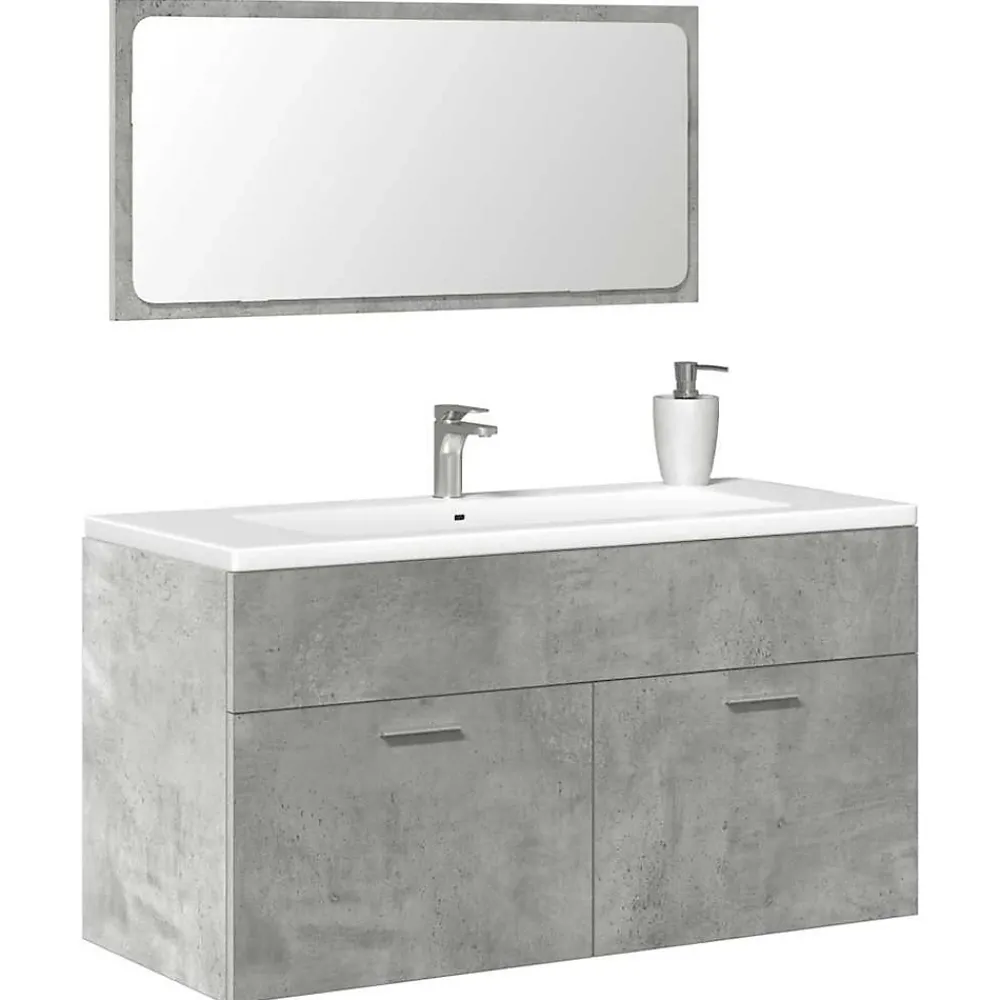Vidaxl Armoire de bain avec miroir gris béton bois d'ingénierie