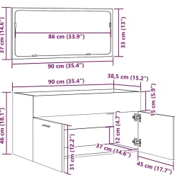 Vidaxl Armoire de bain avec miroir gris béton bois d'ingénierie