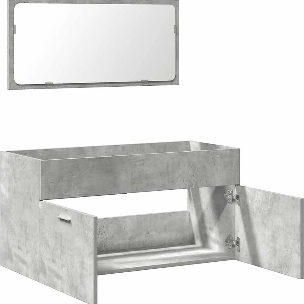 Vidaxl Armoire de bain avec miroir gris béton bois d'ingénierie
