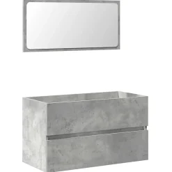 Meuble Wc|Vidaxl Armoire de bain avec miroir gris béton bois d'ingénierie