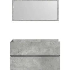 Meuble Wc|Vidaxl Armoire de bain avec miroir gris béton bois d'ingénierie