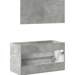 Meuble Wc|Vidaxl Armoire de bain avec miroir gris béton bois d'ingénierie