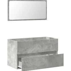 Meuble Wc|Vidaxl Armoire de bain avec miroir gris béton bois d'ingénierie