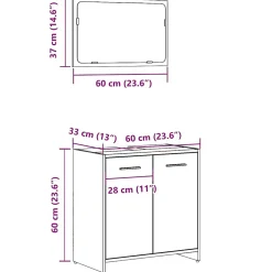 Vidaxl Armoire de bain avec miroir gris béton bois d'ingénierie