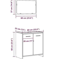 Vidaxl Armoire de bain avec miroir gris béton bois d'ingénierie