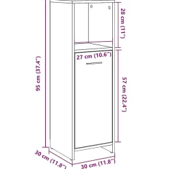Vidaxl Armoire de bain chêne artisanal 30x30x95 cm bois d'ingénierie