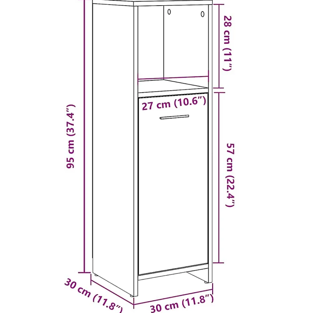 Vidaxl Armoire de bain chêne artisanal 30x30x95 cm bois d'ingénierie