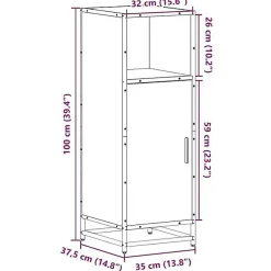 Meuble Wc|Vidaxl Armoire de bain chêne fumé 35x37,5x100cm bois d'ingénierie