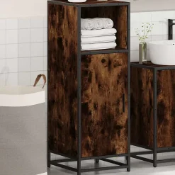Meuble Wc|Vidaxl Armoire de bain chêne fumé 35x37,5x100cm bois d'ingénierie