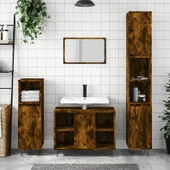 Vidaxl Armoire de bain chêne fumé 30x30x100 cm bois d'ingénierie