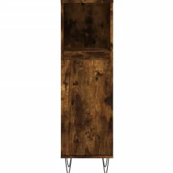 Vidaxl Armoire de bain chêne fumé 30x30x100 cm bois d'ingénierie
