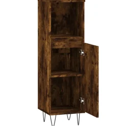 Vidaxl Armoire de bain chêne fumé 30x30x100 cm bois d'ingénierie