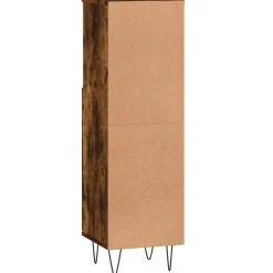 Vidaxl Armoire de bain chêne fumé 30x30x100 cm bois d'ingénierie