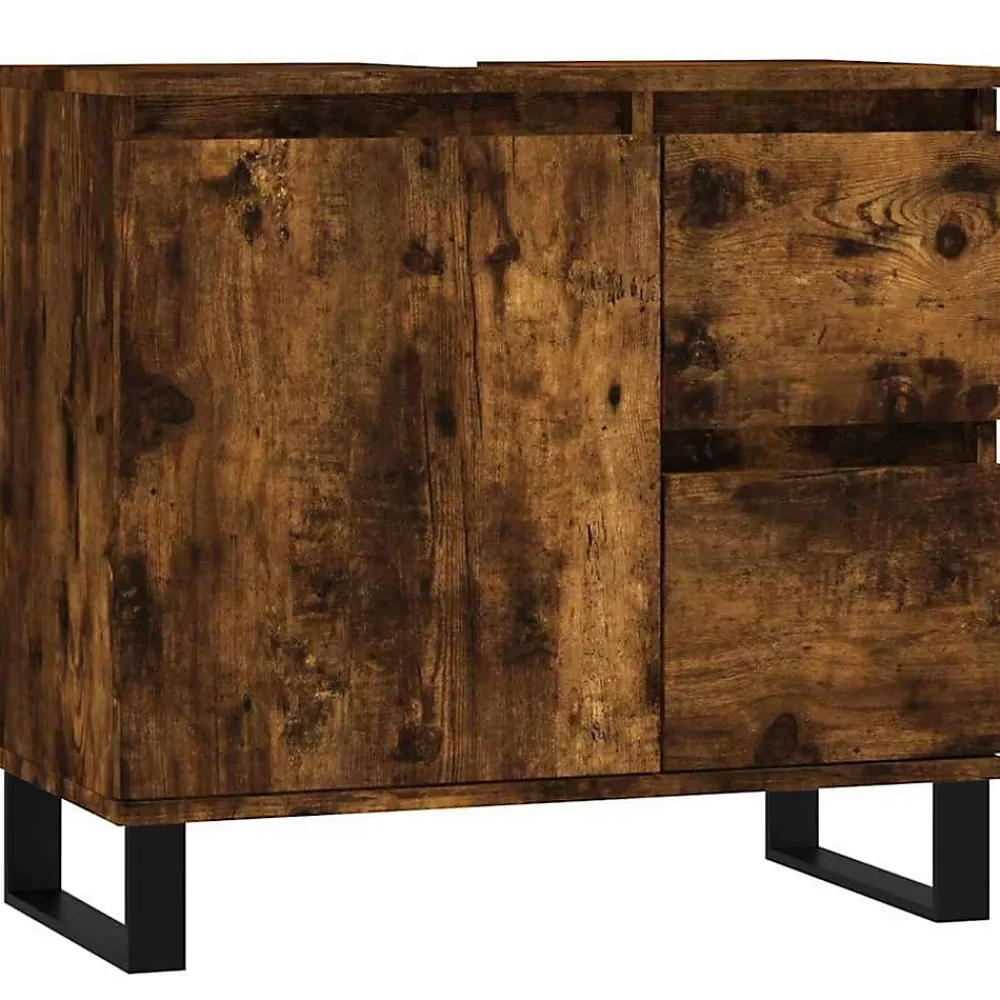 Vidaxl Armoire de bain chêne fumé 65x33x60 cm bois d'ingénierie