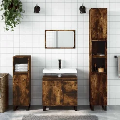 Vidaxl Armoire de bain chêne fumé 65x33x60 cm bois d'ingénierie