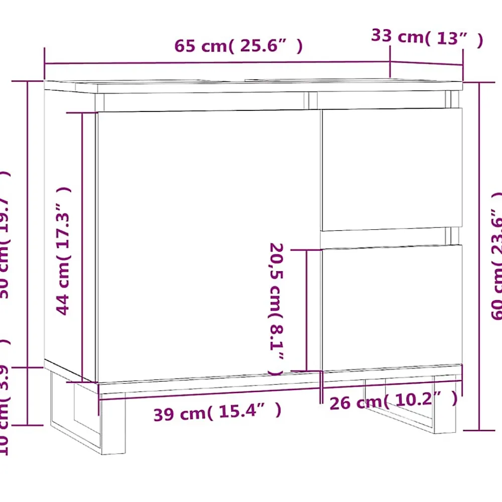 Vidaxl Armoire de bain chêne fumé 65x33x60 cm bois d'ingénierie