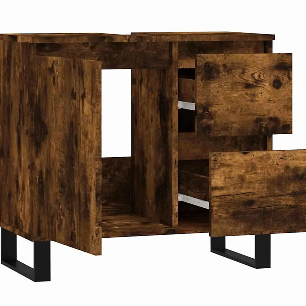 Vidaxl Armoire de bain chêne fumé 65x33x60 cm bois d'ingénierie