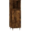 Vidaxl Armoire de bain chêne fumé 30x30x100 cm bois d'ingénierie