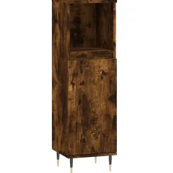 Vidaxl Armoire de bain chêne fumé 30x30x100 cm bois d'ingénierie