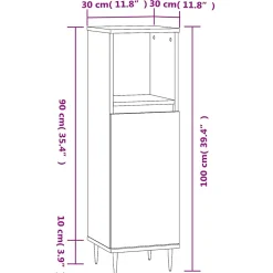 Vidaxl Armoire de bain chêne fumé 30x30x100 cm bois d'ingénierie
