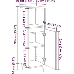 Vidaxl Armoire de bain chêne fumé 30x30x100 cm bois d'ingénierie