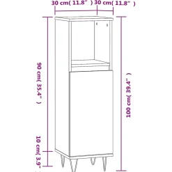 Vidaxl Armoire de bain chêne marron 30x30x100 cm bois d'ingénierie