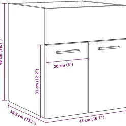 Meuble Wc|Vidaxl Armoire de lavabo de salle de bain gris béton 41x38,5x46 cm