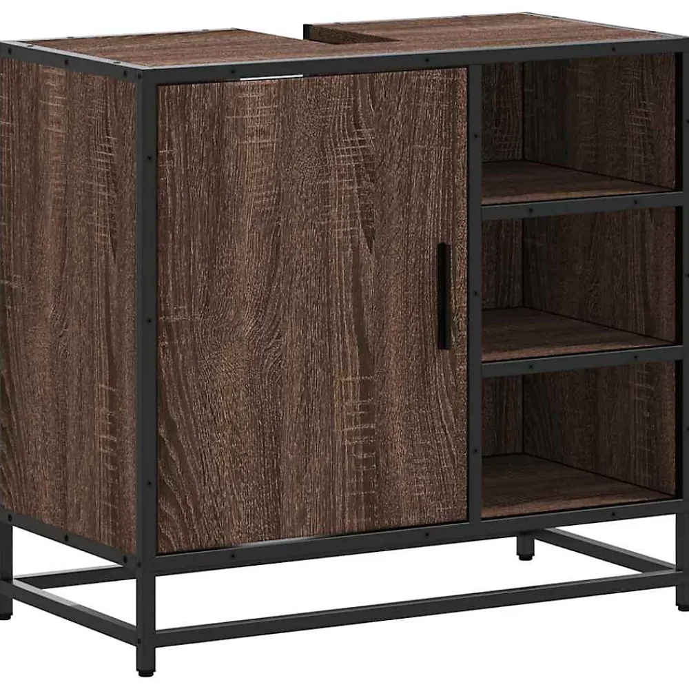 Meuble Wc|Vidaxl Armoire de lavabo de salle de bain chêne marron 65x33x60 cm