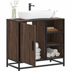 Meuble Wc|Vidaxl Armoire de lavabo de salle de bain chêne marron 65x33x60 cm