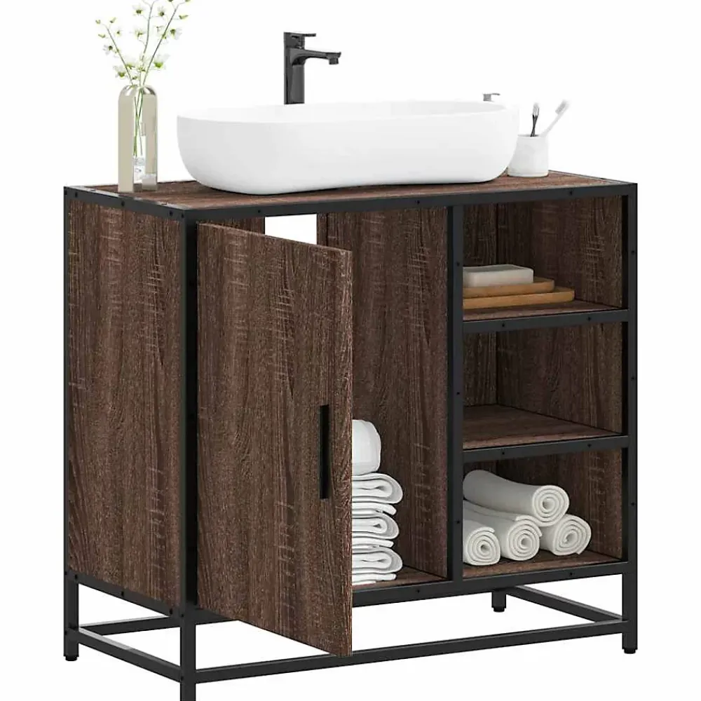 Meuble Wc|Vidaxl Armoire de lavabo de salle de bain chêne marron 65x33x60 cm