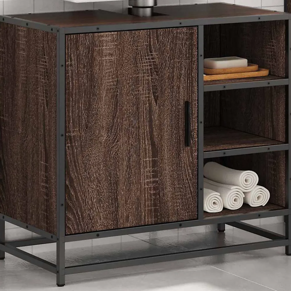 Meuble Wc|Vidaxl Armoire de lavabo de salle de bain chêne marron 65x33x60 cm