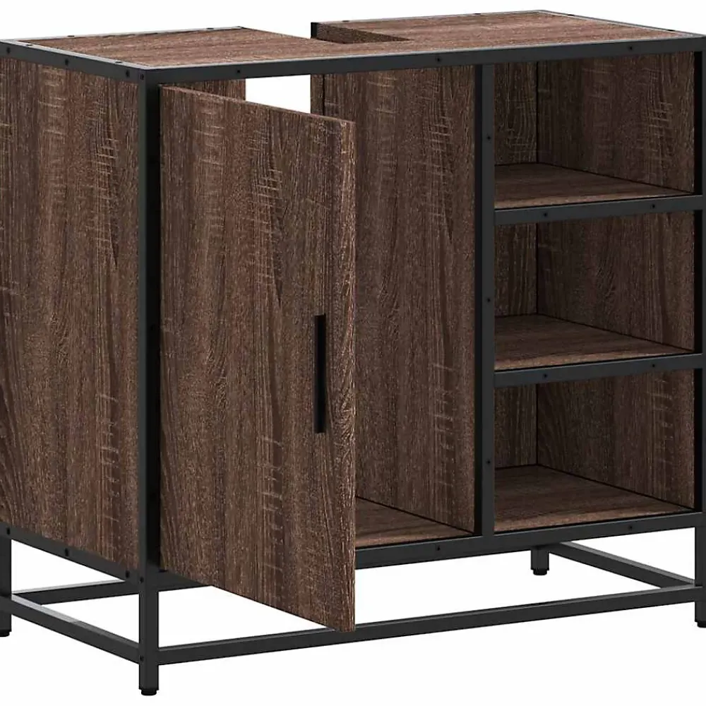 Meuble Wc|Vidaxl Armoire de lavabo de salle de bain chêne marron 65x33x60 cm