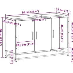 Meuble Wc|Vidaxl Armoire de lavabo de salle de bain sonoma gris 90x33x60 cm