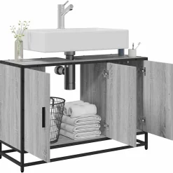 Meuble Wc|Vidaxl Armoire de lavabo de salle de bain sonoma gris 90x33x60 cm