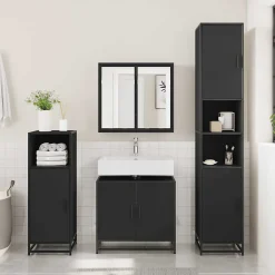 Meuble Wc|Vidaxl Armoire de lavabo de salle de bain noir 65x33x60 cm