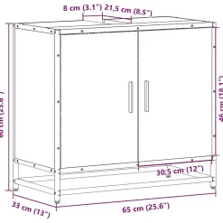 Meuble Wc|Vidaxl Armoire de lavabo de salle de bain noir 65x33x60 cm