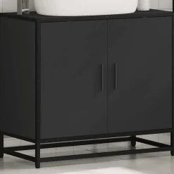 Meuble Wc|Vidaxl Armoire de lavabo de salle de bain noir 65x33x60 cm