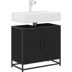 Meuble Wc|Vidaxl Armoire de lavabo de salle de bain noir 65x33x60 cm