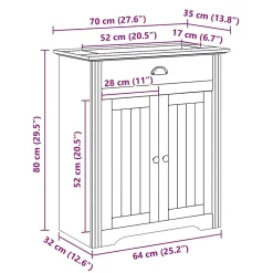 Meuble Wc|Vidaxl Armoire de lavabo de salle de bain BODO blanc marron 70x35x80cm