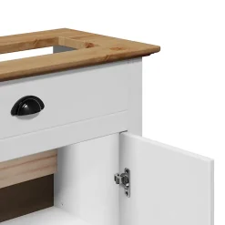 Meuble Wc|Vidaxl Armoire de lavabo de salle de bain BODO blanc marron 70x35x80cm