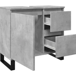 Meuble Wc|Vidaxl Armoire de lavabo de salle de bain gris béton 65x33x60 cm