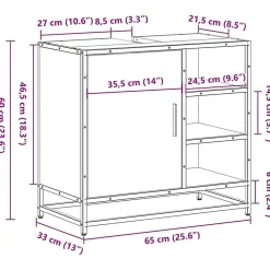 Vidaxl Armoire de lavabo de salle de bain sonoma gris 65x33x60 cm