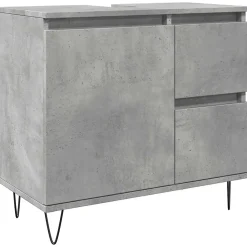 Meuble Wc|Vidaxl Armoire de lavabo de salle de bain gris béton 65x33x60 cm