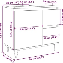 Meuble Wc|Vidaxl Armoire de lavabo de salle de bain gris béton 65x33x60 cm