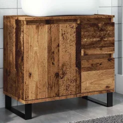 Meuble Wc|Vidaxl Armoire de lavabo de salle de bain vieux bois 65x33x60 cm