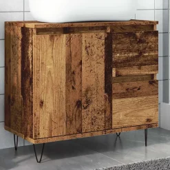 Vidaxl Armoire de lavabo de salle de bain vieux bois 65x33x60 cm