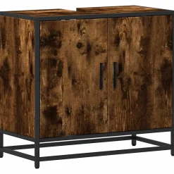 Meuble Wc|Vidaxl Armoire de lavabo de salle de bain chêne fumé 65x33x60 cm