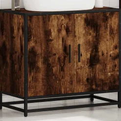Meuble Wc|Vidaxl Armoire de lavabo de salle de bain chêne fumé 65x33x60 cm