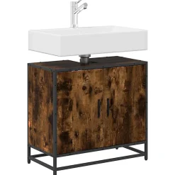 Meuble Wc|Vidaxl Armoire de lavabo de salle de bain chêne fumé 65x33x60 cm