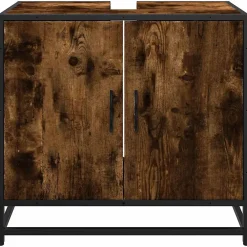 Meuble Wc|Vidaxl Armoire de lavabo de salle de bain chêne fumé 65x33x60 cm